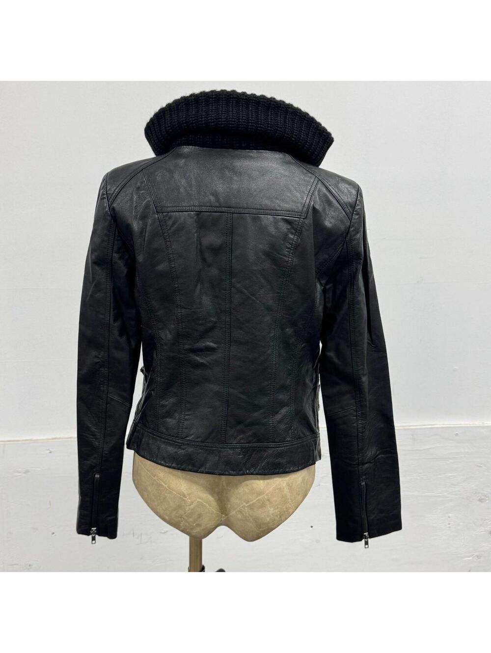 Vintage Black Funnel Neck Asymmetric Avant Garde Leather Jacket - Picture 6 of 7